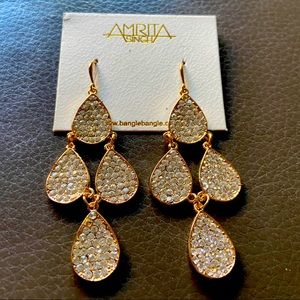 AUTHENTIC Amrita Singh Earrings | Pave Crystal | Gold Tone | NEVER WORN